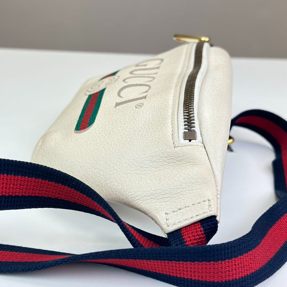Gucci White Leather Gucci Printed Bum Bag Shoulder Bag - Picture 3 of 8